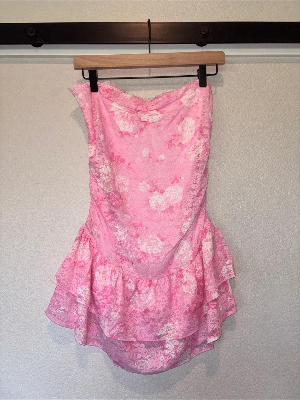 LoveShackFancy x PINK Strapless Ruffle Mini Dress